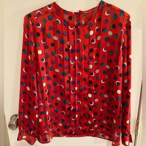 Vintage silk button down blouse with polka dots